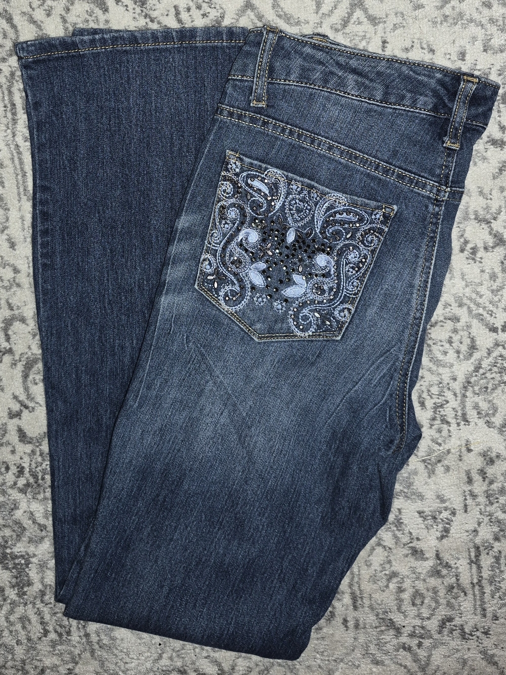 Nine West Dark Blue Bootcut Jeans with Embellished Back Pocket